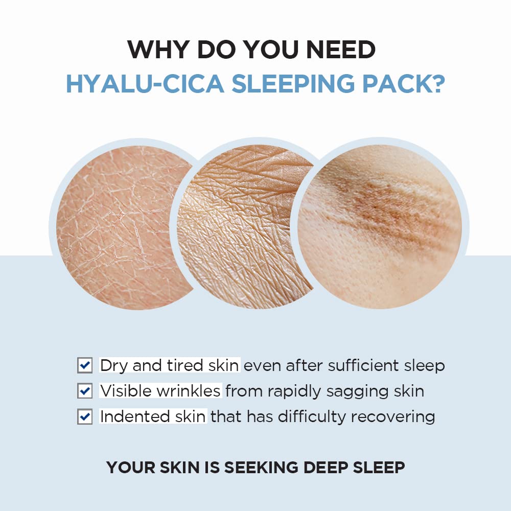 SKIN1004 Hyalu-CICA Sleeping Pack 3.38 fl.oz, 100ml Melatonin Hyaluronic Acid Centella Asiatica Extract Moist and Revitalization Multi Care Solutions